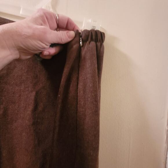 Vintage Wool Blend Floral Embroidered Maxi Skirt Brown W/Powder Blue Flowers 14W - Picture 6 of 8